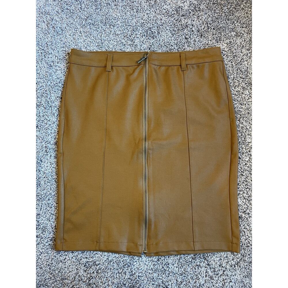 D Jeans Women’s Stretch Full Zipper Pencil Skirt Dark Mustard Size 12